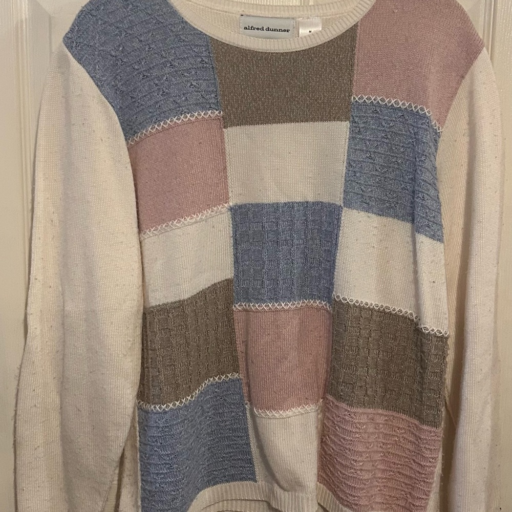 Alfred Dunner Women's Colorblock Sweater - Blue, Pink, Brown, Cream